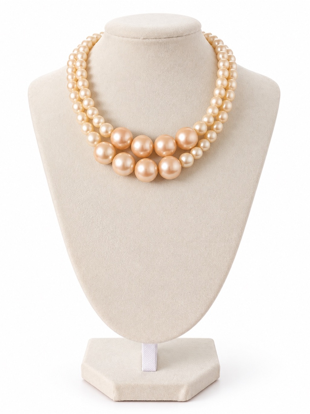 Vintage-Inspired Double Strand Faux Pearl Statement Necklace